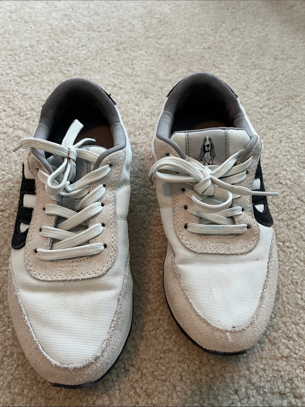 Hush Puppies Lace-Up Sneakers in White with Black Accent